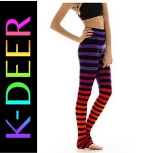 K-DEER Sophia Stripe Legging Size Large Full Length Long